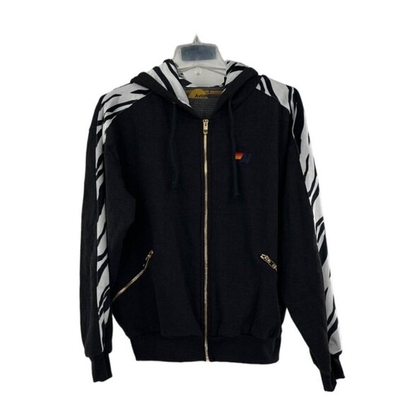 Aviator Nation Mens Zebra Hoodie S Zip-Up Jacket Black/White - Picture 1 of 10